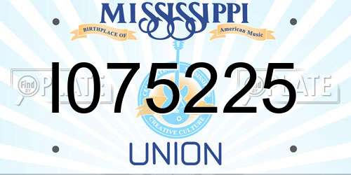 I075225 Mississippi License Plate