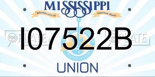 I07522B Mississippi License Plate