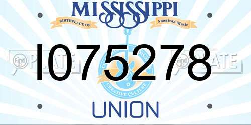 I075278 Mississippi License Plate