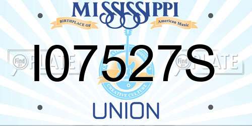 I07527S Mississippi License Plate