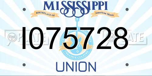 I075728 Mississippi License Plate