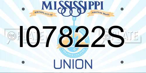 I07822S Mississippi License Plate