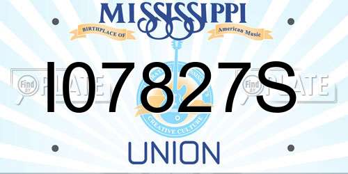 I07827S Mississippi License Plate