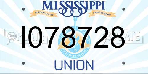 I078728 Mississippi License Plate