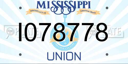 I078778 Mississippi License Plate