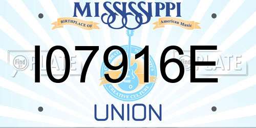I07916E Mississippi License Plate