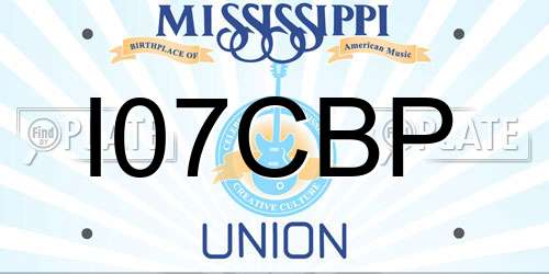 I07CBP Mississippi License Plate