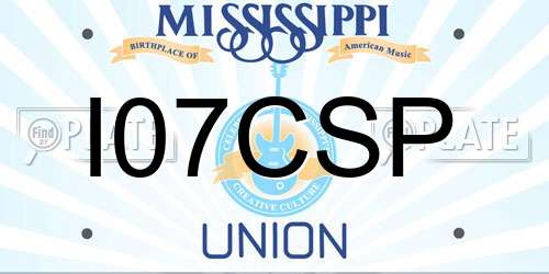 I07CSP Mississippi License Plate
