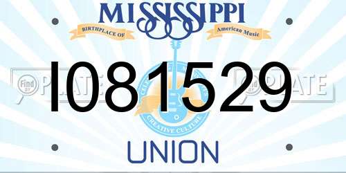 I081529 Mississippi License Plate