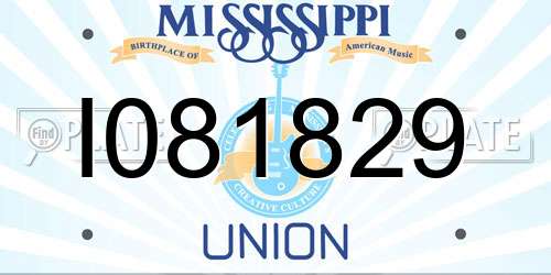 I081829 Mississippi License Plate