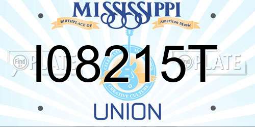 I08215T Mississippi License Plate