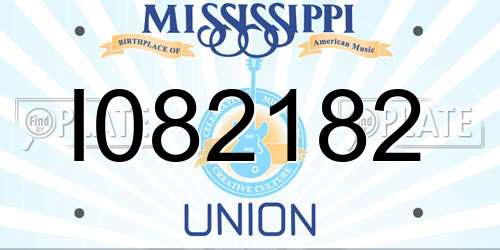 I082182 Mississippi License Plate