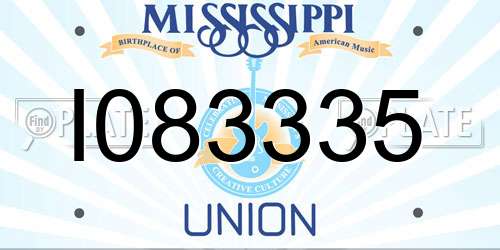 I083335 Mississippi License Plate