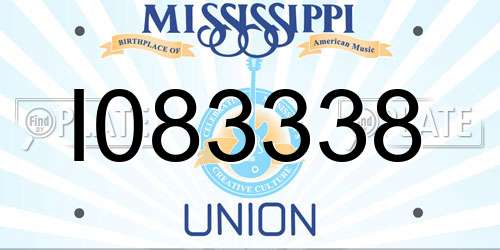 I083338 Mississippi License Plate