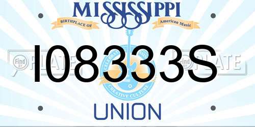 I08333S Mississippi License Plate