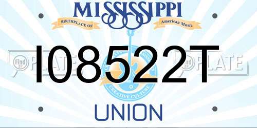 I08522T Mississippi License Plate