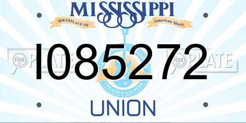 I085272 Mississippi License Plate