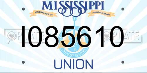 I085610 Mississippi License Plate
