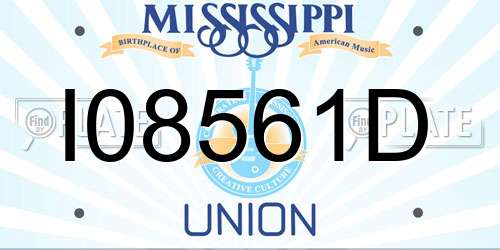 I08561D Mississippi License Plate