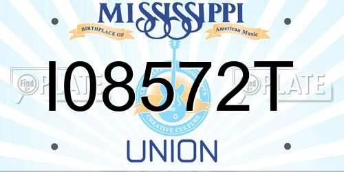I08572T Mississippi License Plate
