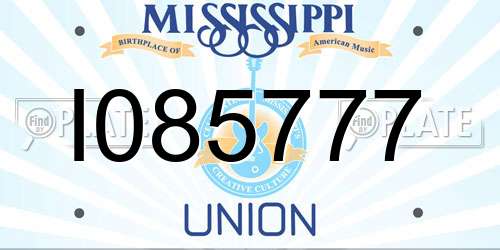 I085777 Mississippi License Plate