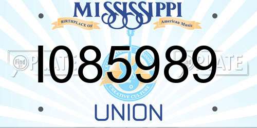 I085989 Mississippi License Plate