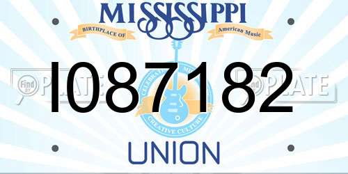 I087182 Mississippi License Plate