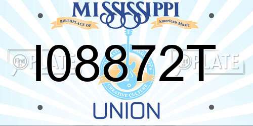 I08872T Mississippi License Plate