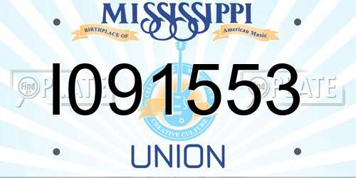 I091553 Mississippi License Plate