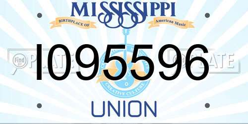 I095596 Mississippi License Plate