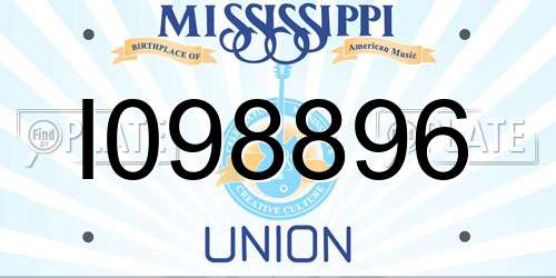 I098896 Mississippi License Plate