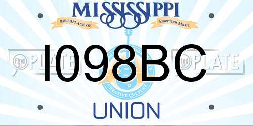 I098BC Mississippi License Plate