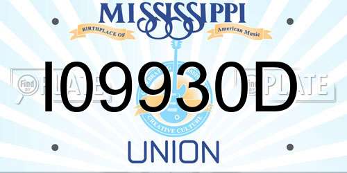 I09930D Mississippi License Plate