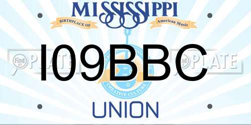 I09BBC Mississippi License Plate