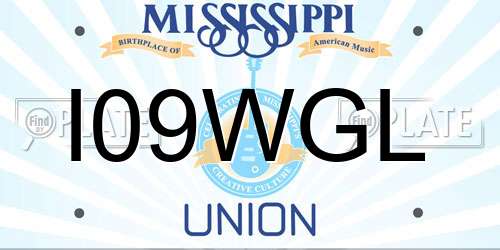 I09WGL Mississippi License Plate