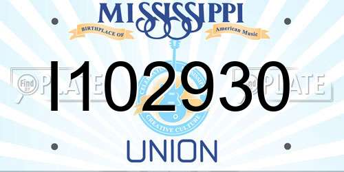 I102930 Mississippi License Plate