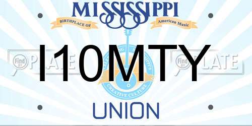 I10MTY Mississippi License Plate