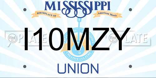 I10MZY Mississippi License Plate