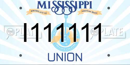 I111111 Mississippi License Plate