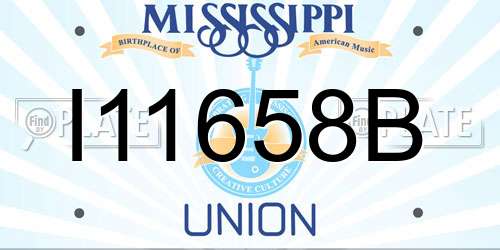 I11658B Mississippi License Plate