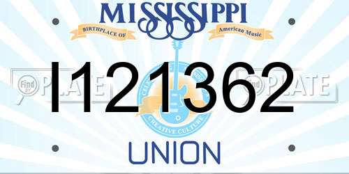 I121362 Mississippi License Plate