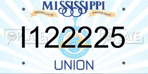I122225 Mississippi License Plate