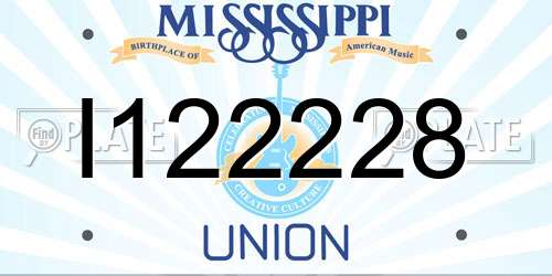 I122228 Mississippi License Plate