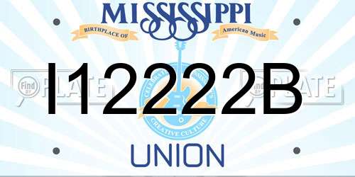 I12222B Mississippi License Plate