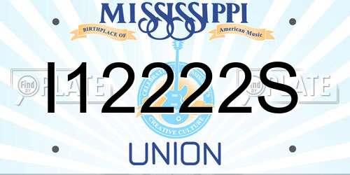 I12222S Mississippi License Plate