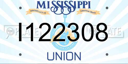 I122308 Mississippi License Plate