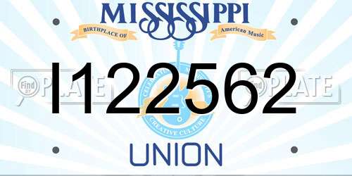 I122562 Mississippi License Plate