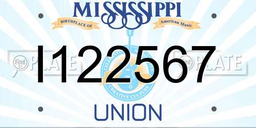 I122567 Mississippi License Plate