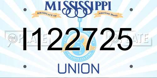 I122725 Mississippi License Plate