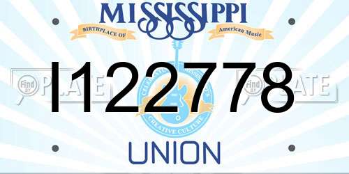I122778 Mississippi License Plate